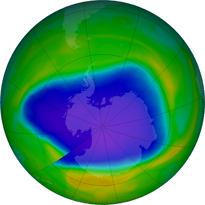 Antarctic ozone map for 07 November 2021